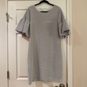 Calvin Klein Monochrome Patterned Long Sleeve Dress